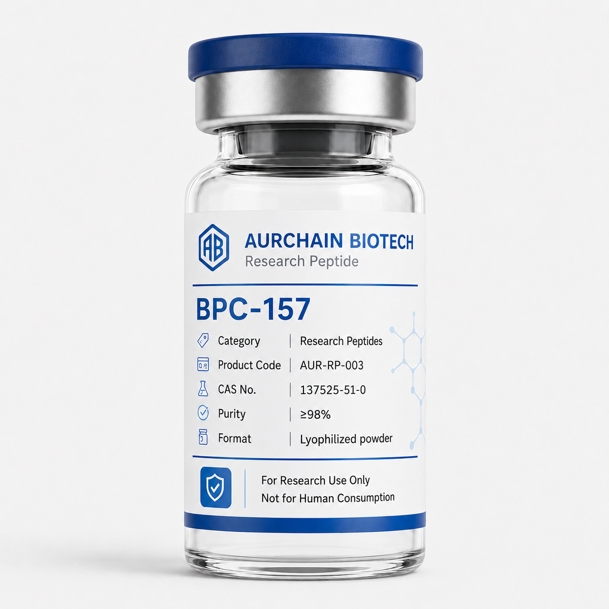 BPC-157 peptide vial display