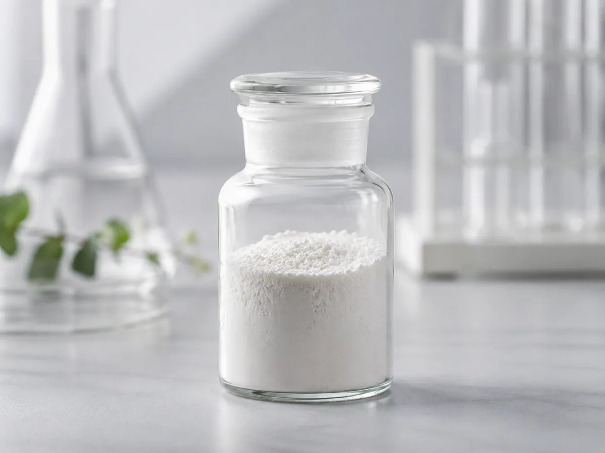 Epitalon peptide powder sample in clear laboratory glassware