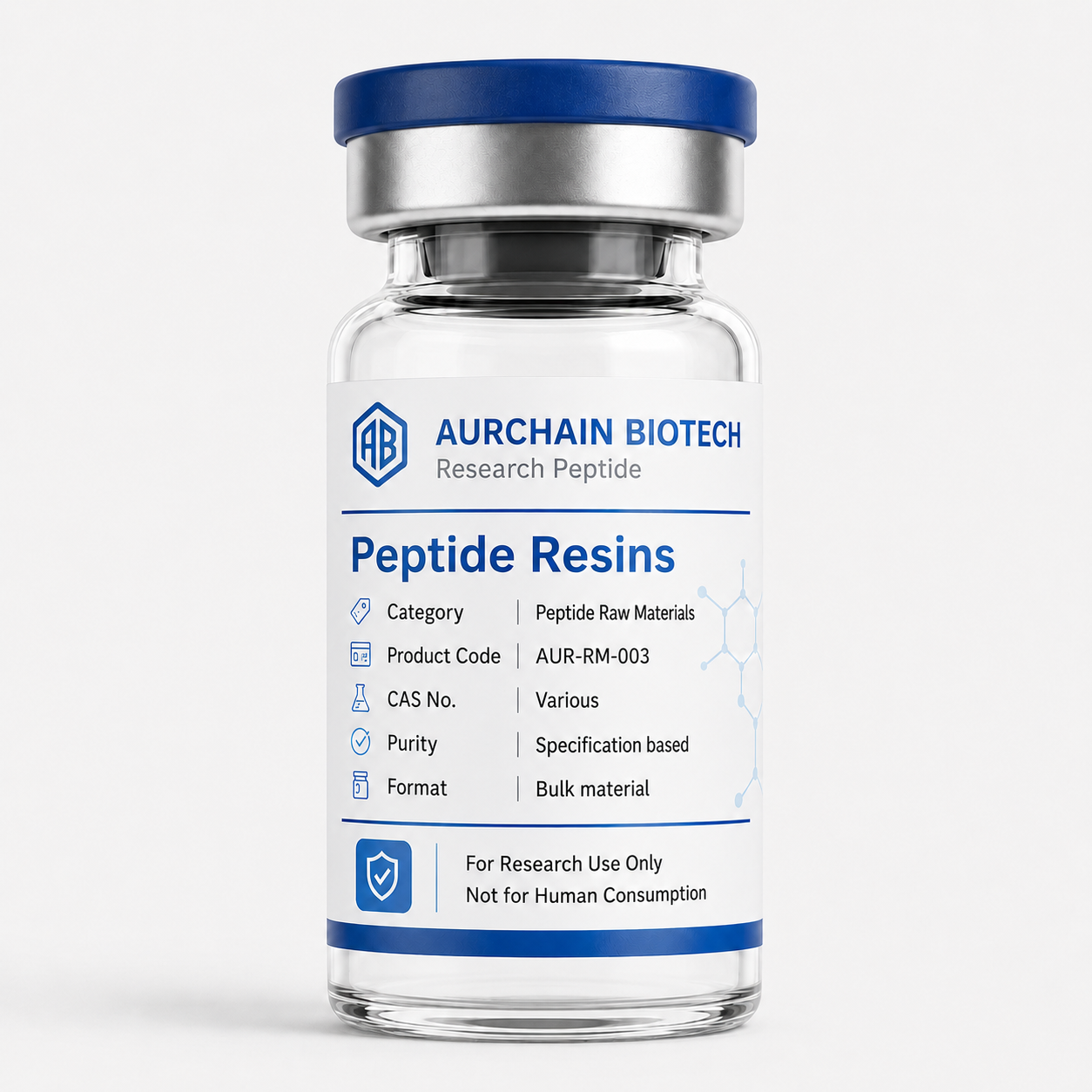 Peptide resins raw material display